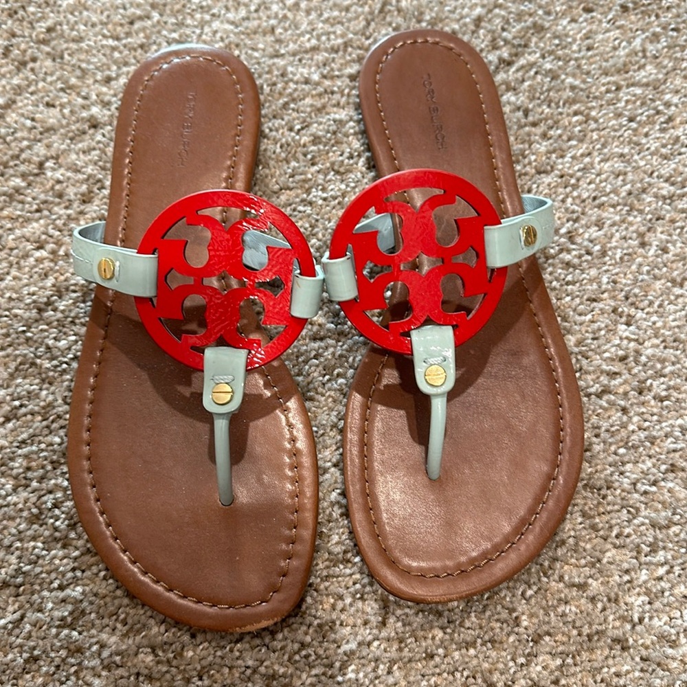 Tory Burch Miller Sandal Sea Bubble /Triple Red /Rust